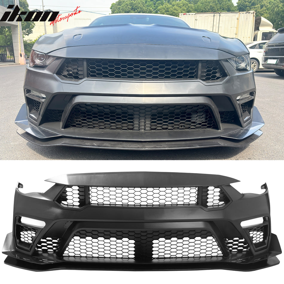 2018-2023 Ford Mustang GTD Style Front Bumper Conversion Kit PP + ABS Grilles + Front Lip
