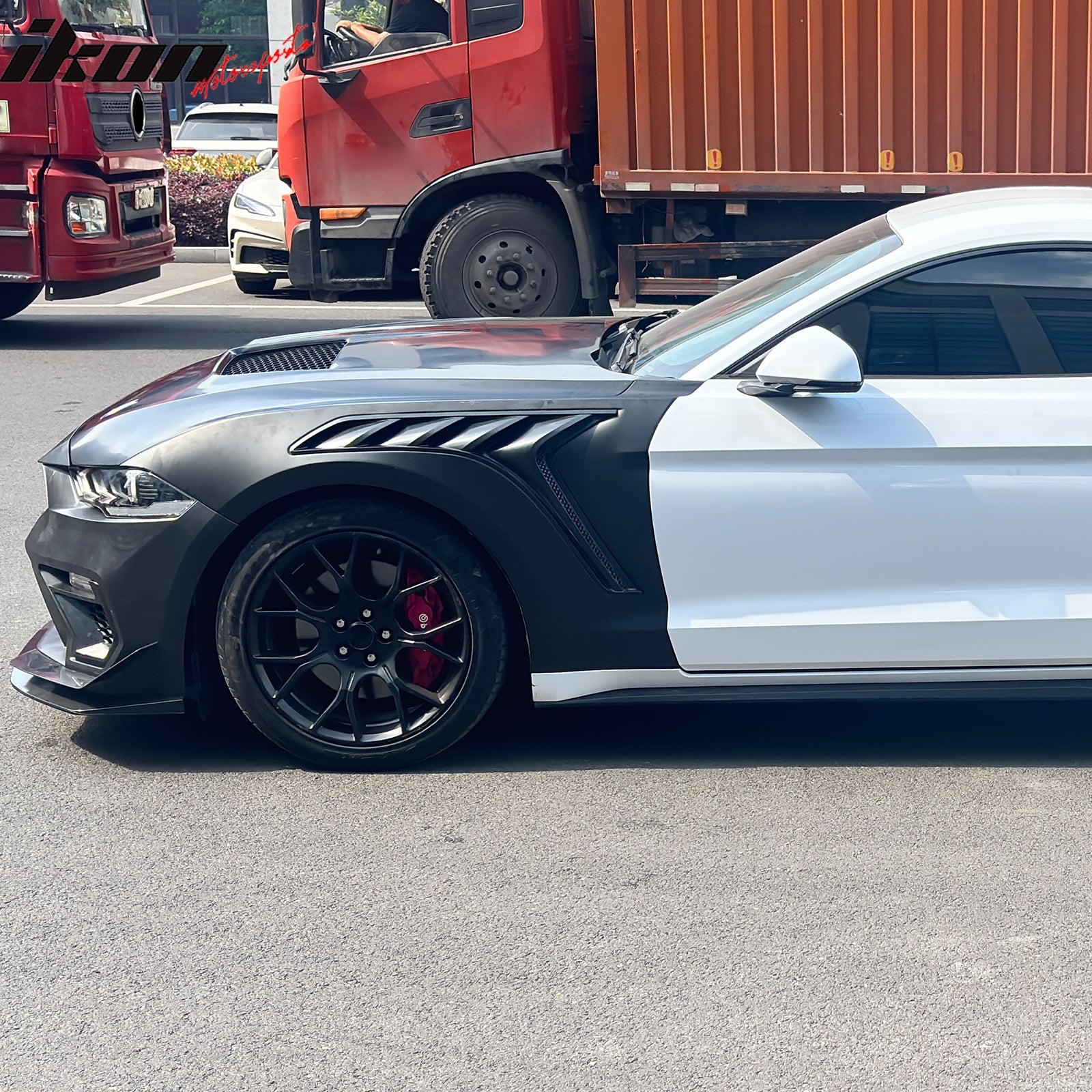 Fits 18-23 Ford Mustang GTD Style Front Bumper Conversion W/ Grilles + Front Lip
