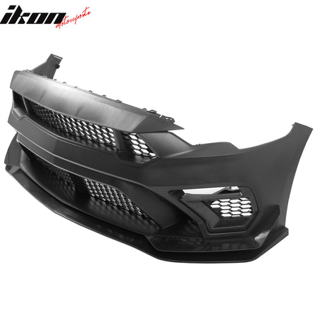Fits 18-23 Ford Mustang GTD Style Front Bumper Conversion W/ Grilles + Front Lip