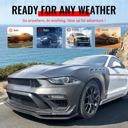 For 18-23 Ford Mustang GTD Style Front Bumper Conversion + Fender + Hood +Grille