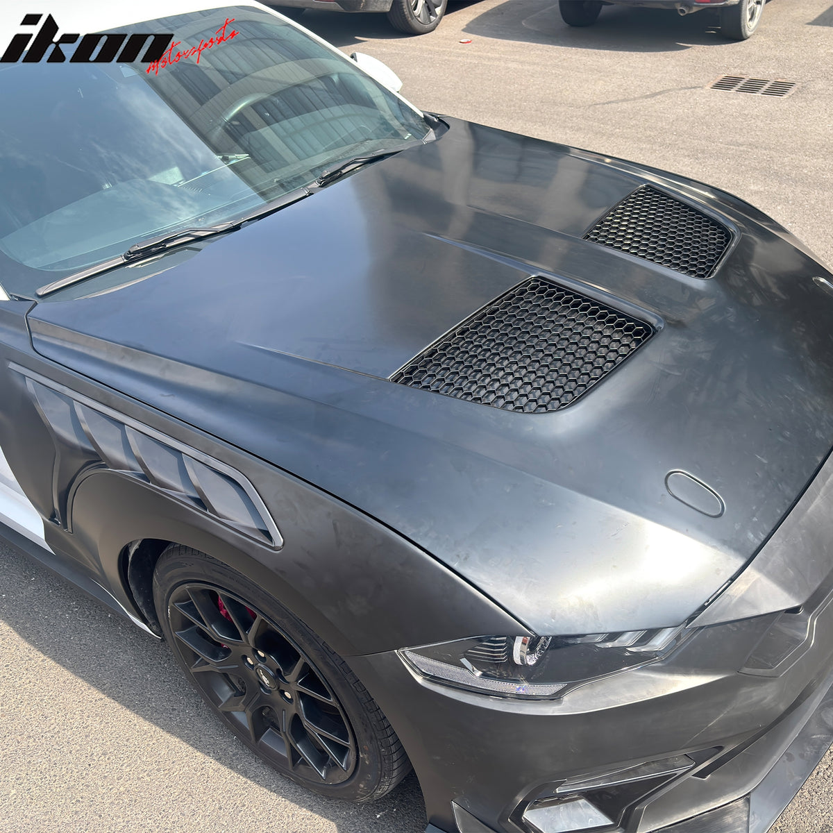 For 18-23 Ford Mustang GTD Style Front Bumper Conversion + Fender + Hood +Grille