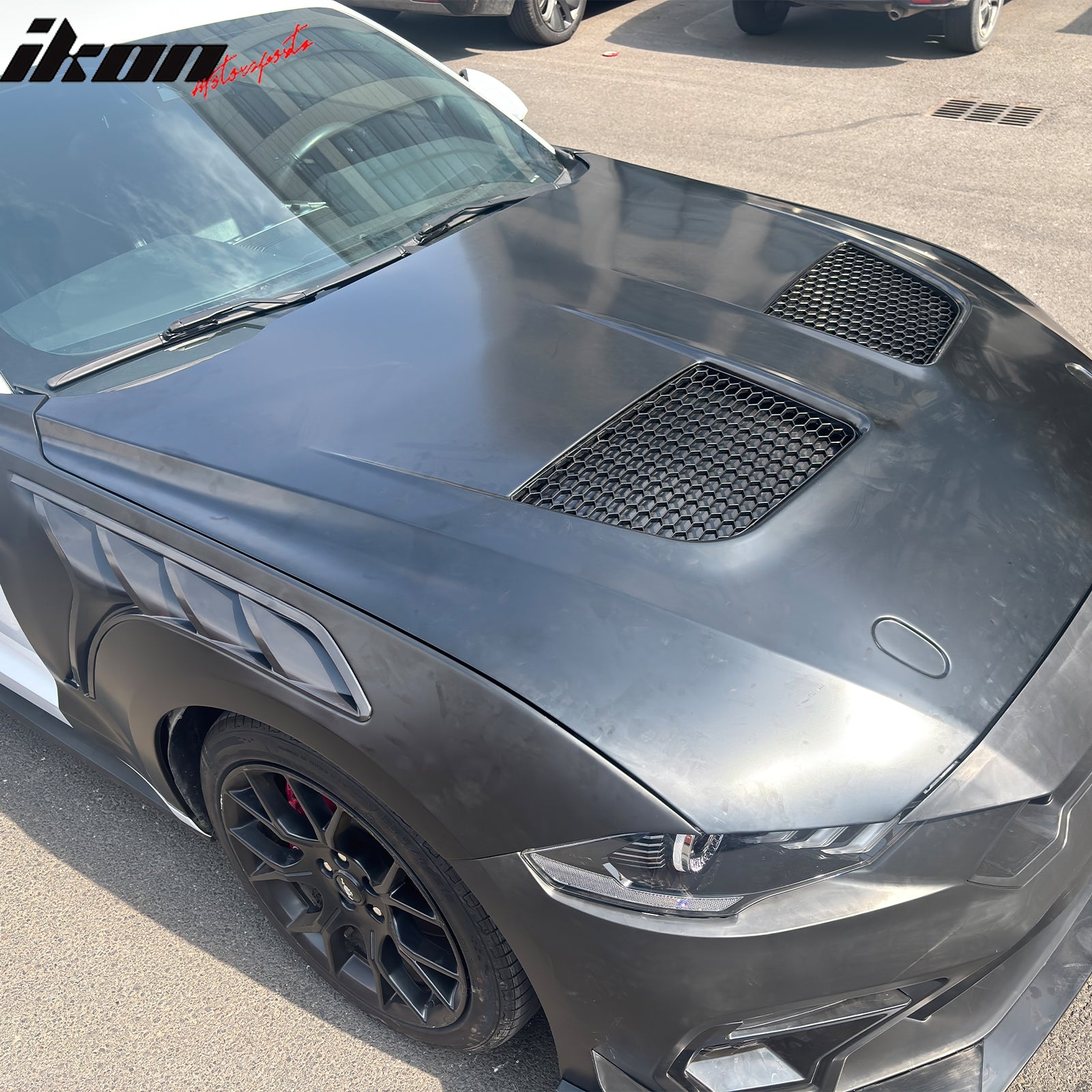 For 18-23 Ford Mustang GTD Style Front Bumper Conversion + Fender + Hood +Grille