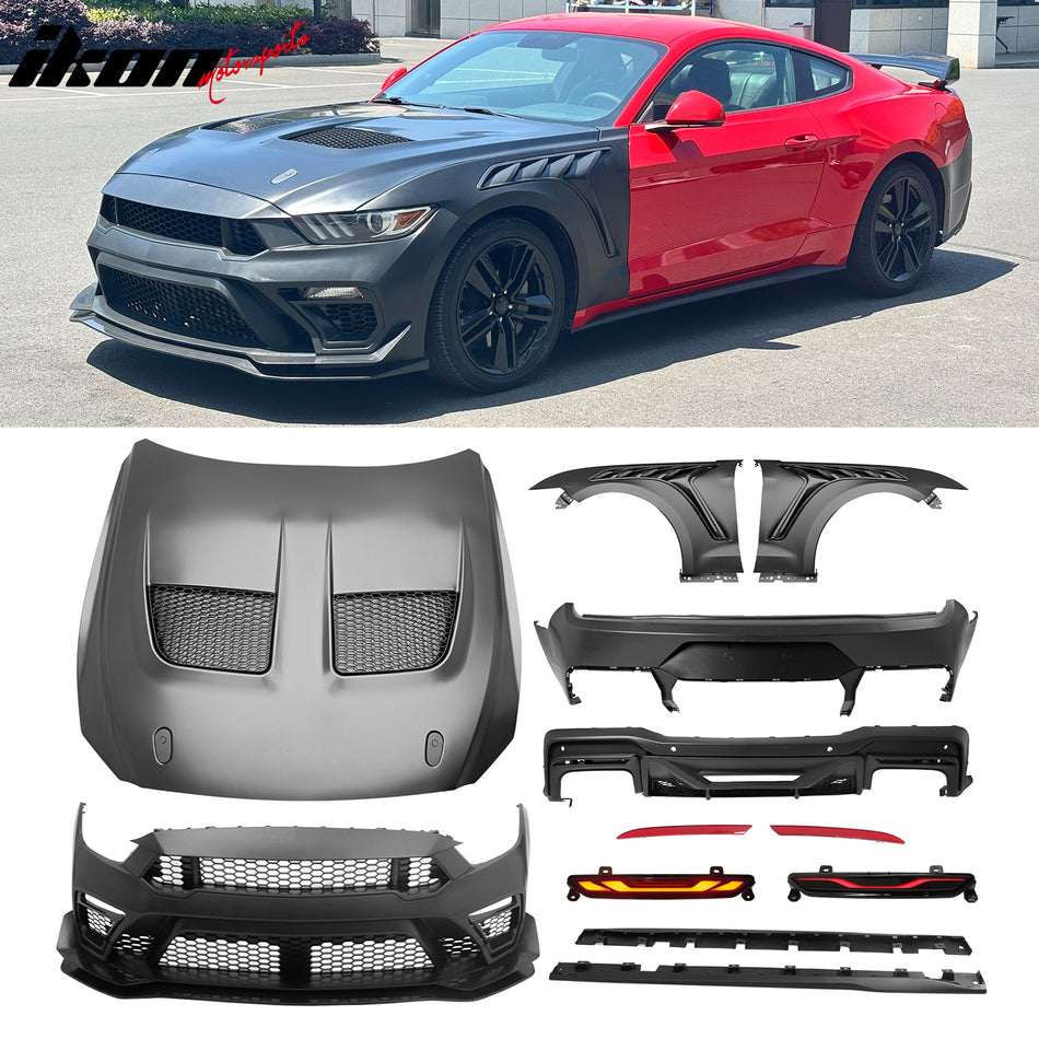 2015-2017 Ford Mustang GTD Style Rear Front Bumpers + Aluminum Fenders + Hood + Side Skirts