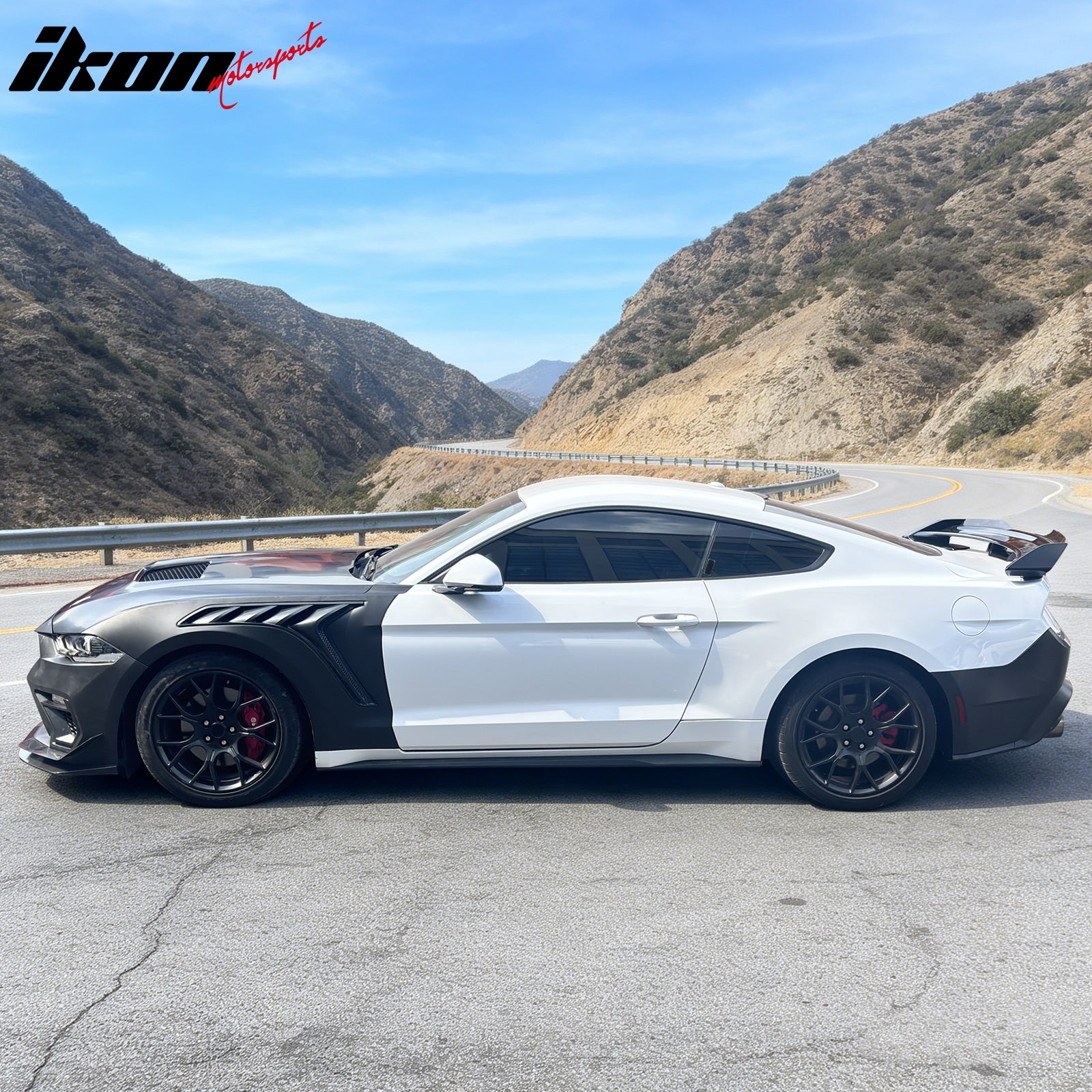 For 18-23 Ford Mustang Bumper Conversions + Fender + Hood + Grille + Side Skirts
