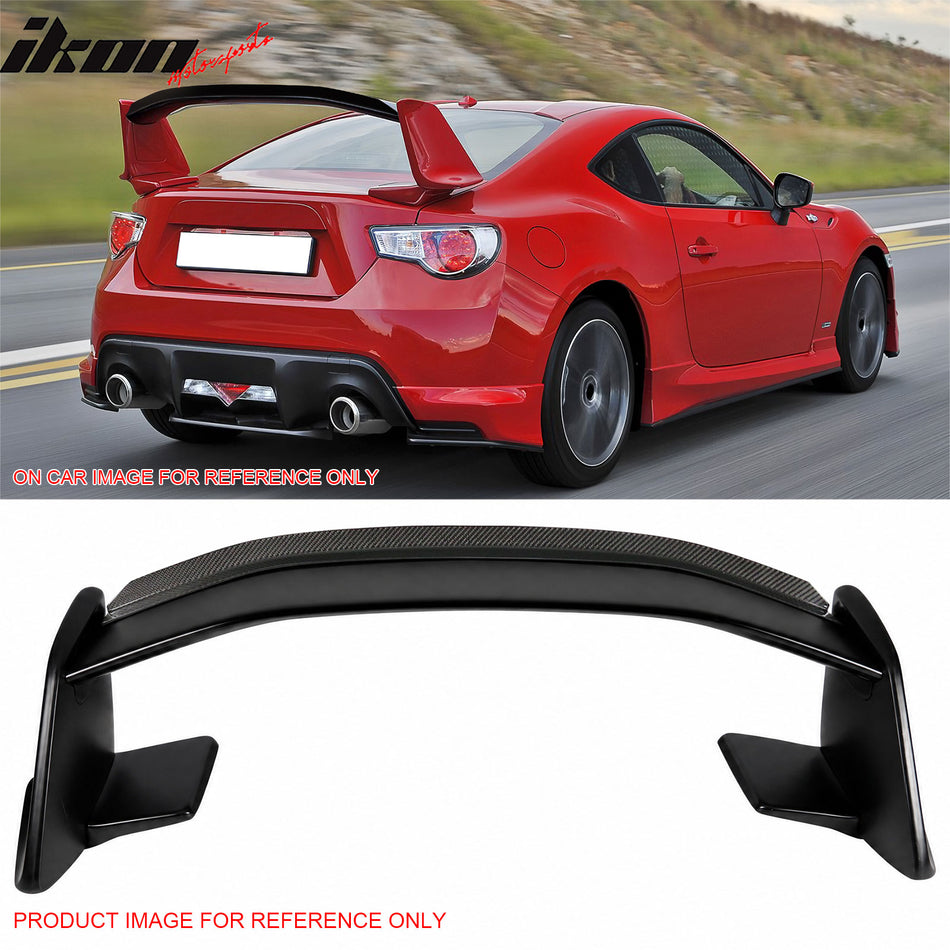 2013-2016 Scion FR-S & 2013-2020 Subaru BRZ & 2017-2020 Toyota 86 Painted #D4S Black Trunk Spoiler + Carbon Fiber CF Gurney Flap Added on NRS Style