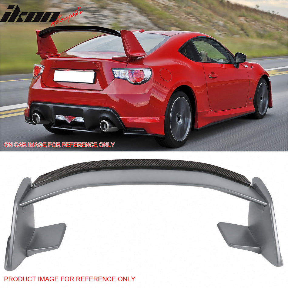 2013-2016 Scion FR-S & 2013-2020 Subaru BRZ & 2017-2020 Toyota 86 Painted #G1U Silver Trunk Spoiler + Carbon Fiber CF Gurney Flap Added on NRS Style