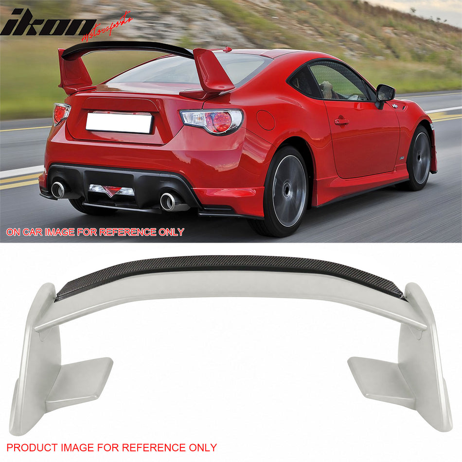 2013-2016 Scion FR-S & 2013-2020 Subaru BRZ & 2017-2020 Toyota 86 Painted #K1X White Trunk Spoiler + Carbon Fiber CF Gurney Flap Added on NRS Style