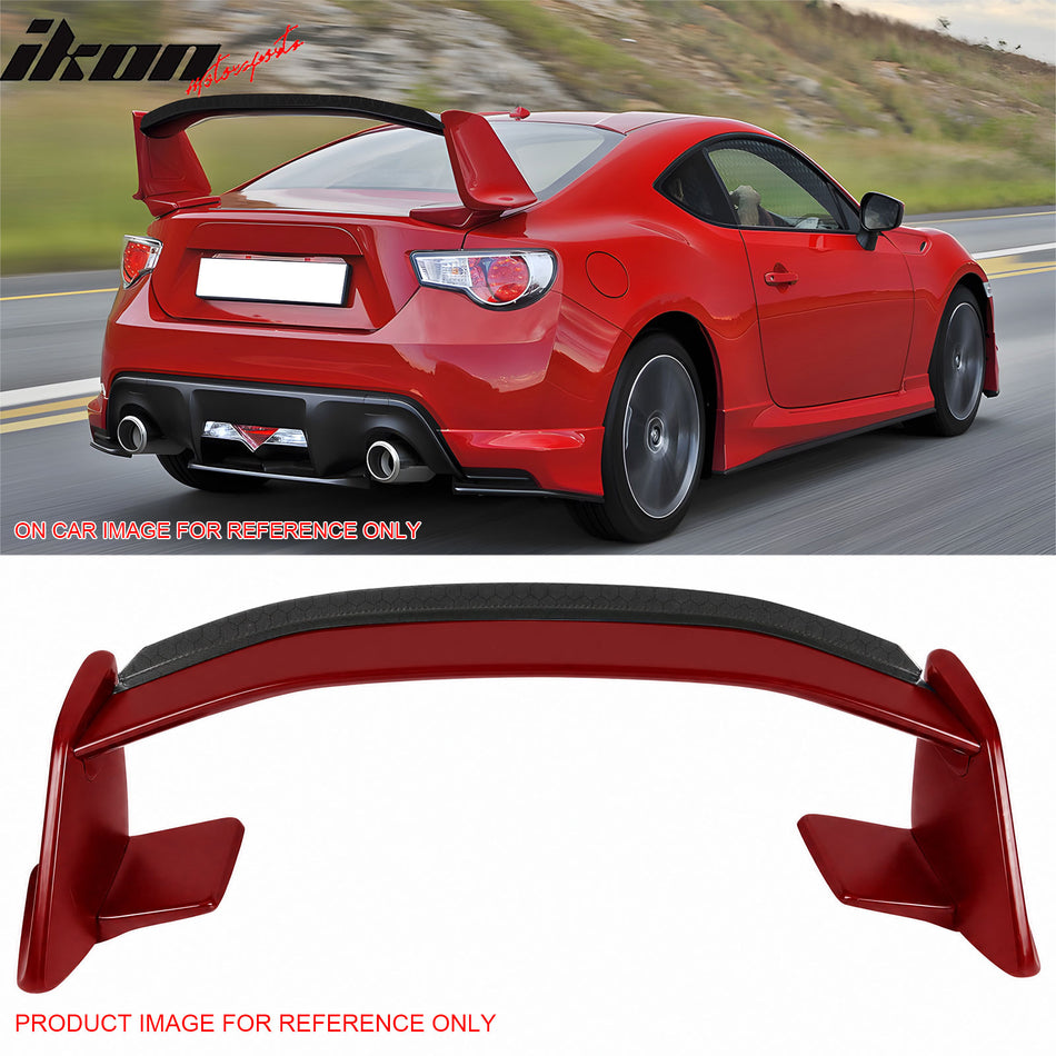 2013-2016 Scion FR-S/2013-2020 Subaru BRZ/2017-2020 Toyota 86 Painted #C7P Red Trunk Spoiler + Honeycomb Carbon Fiber Gurney Flap Added on NRS Style
