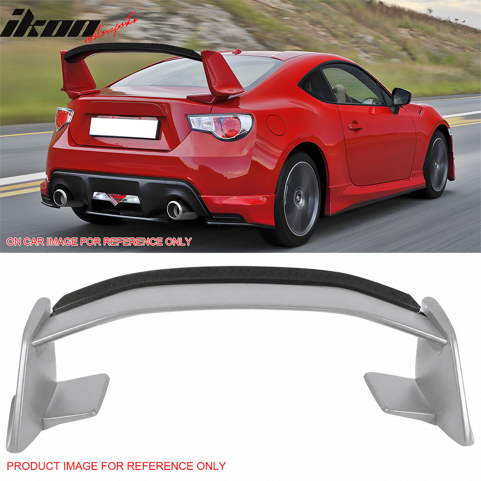 2013-2016 Scion FRS/2013-2020 Subaru BRZ/2017-2020 Toyota 86 Painted #D6S Silver Trunk Spoiler + Honeycomb Carbon Fiber Gurney Flap Added on NRS Style