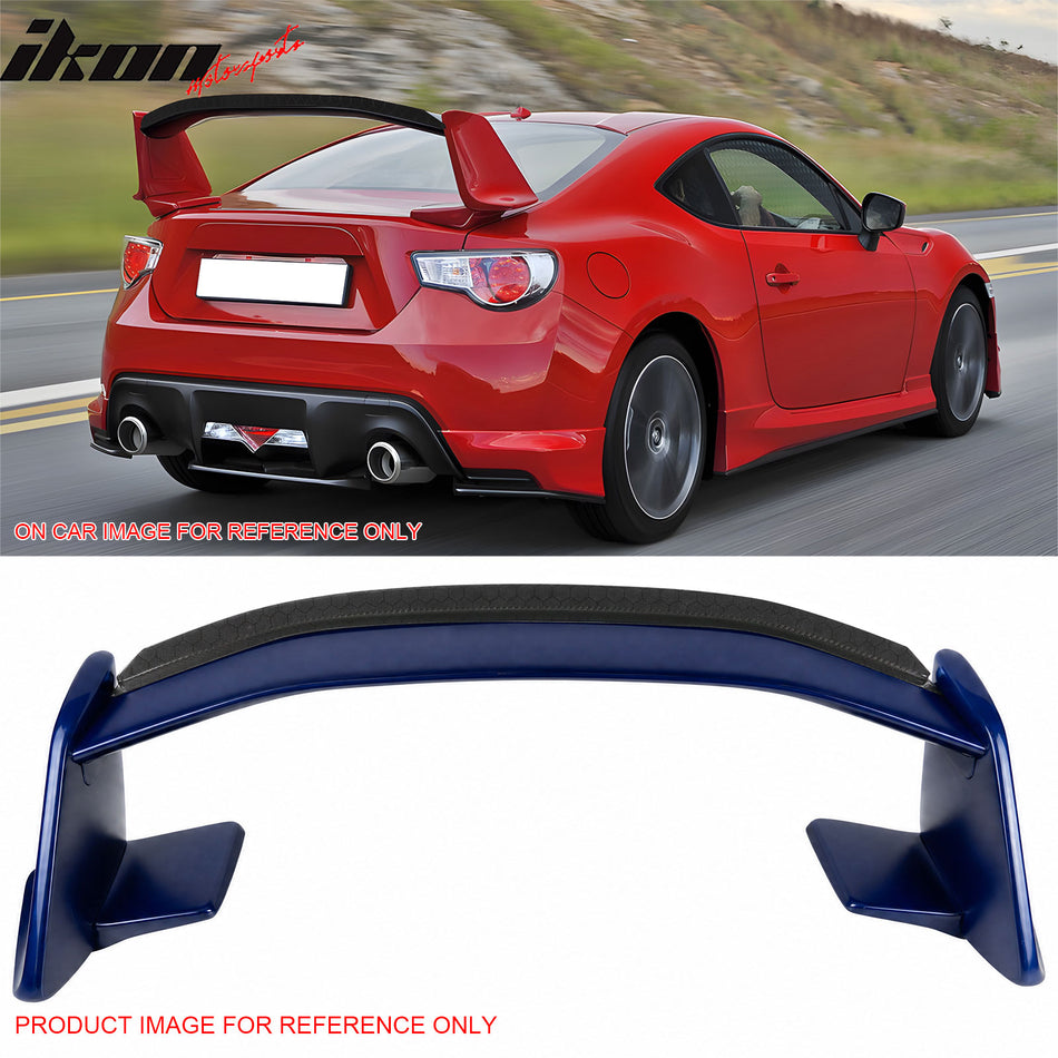 2013-2016 Scion FR-S/2013-2020 Subaru BRZ/2017-2020 Toyota 86 Painted #E8H Blue Trunk Spoiler + Honeycomb Carbon Fiber Gurney Flap Added on NRS Style