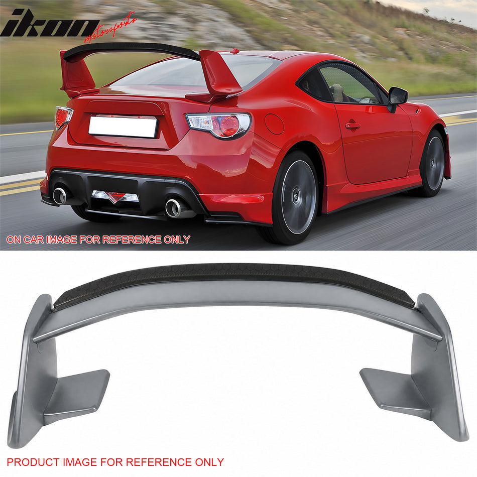 2013-2016 Scion FRS/2013-2020 Subaru BRZ/2017-2020 Toyota 86 Painted #G1U Silver Trunk Spoiler + Honeycomb Carbon Fiber Gurney Flap Added on NRS Style