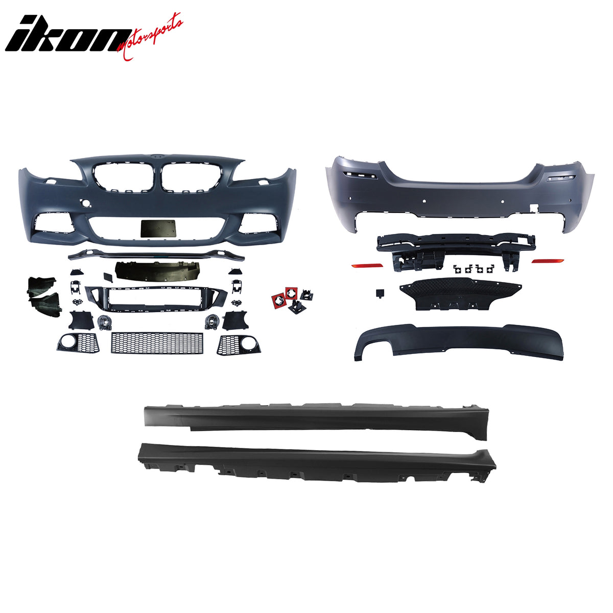 Fits 11-16 BMW 5-Series M-Tech Bumper Cover W/ 528i Diffuser + Side Skirts