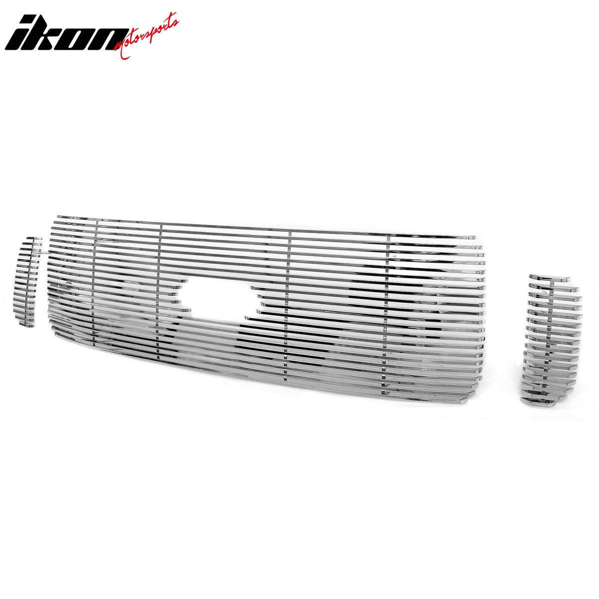 IKON MOTORSPORTS Front Upper Grille Insert, Compatible with 1999-2004 Ford F-250/F-350 Super Duty & Excursion, Chrome Replacement Front Bumper Hood Billet Grill Grille Assembly, 3PCS