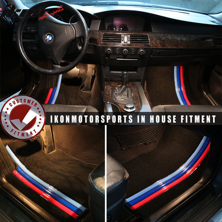 05-10 E60 5-Series Front Rear 4PCS Car Floor Mats W/3 Color Stripes FOR: (BMW)