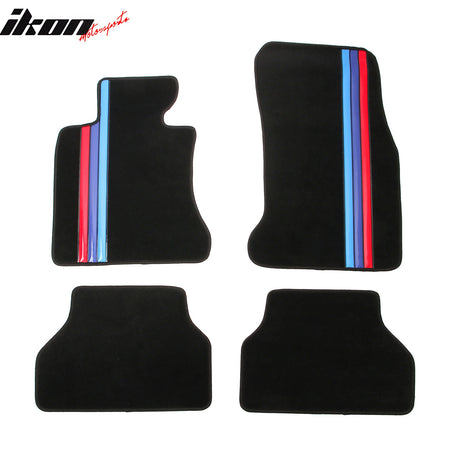 05-10 E60 5-Series Front Rear 4PCS Car Floor Mats W/3 Color Stripes FOR: (BMW)