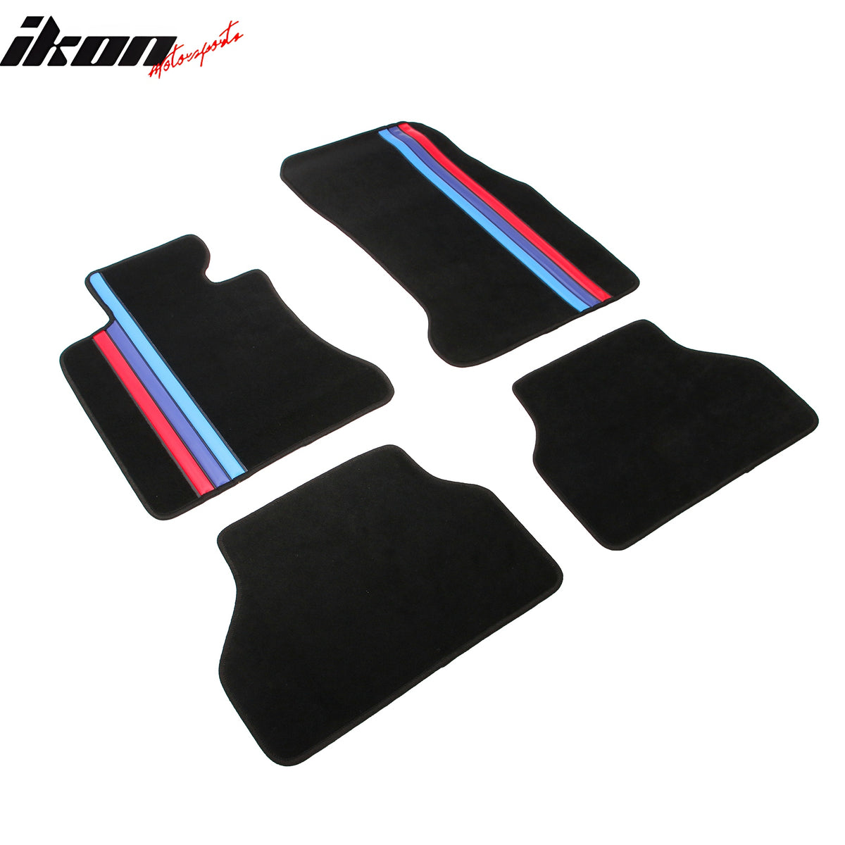 05-10 E60 5-Series Front Rear 4PCS Car Floor Mats W/3 Color Stripes FOR: (BMW)