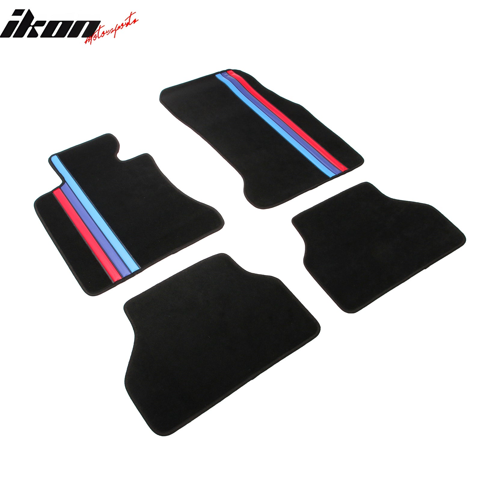 05-10 E60 5-Series Front Rear 4PCS Car Floor Mats W/3 Color Stripes FOR: (BMW)