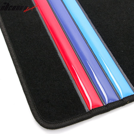 05-10 E60 5-Series Front Rear 4PCS Car Floor Mats W/3 Color Stripes FOR: (BMW)