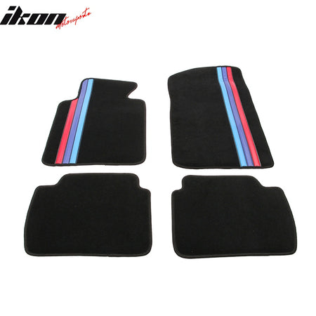 99-06 E46 M3 Floor Mats Black M Color Stripe Carpet Front Rear Nylon FOR: (BMW)