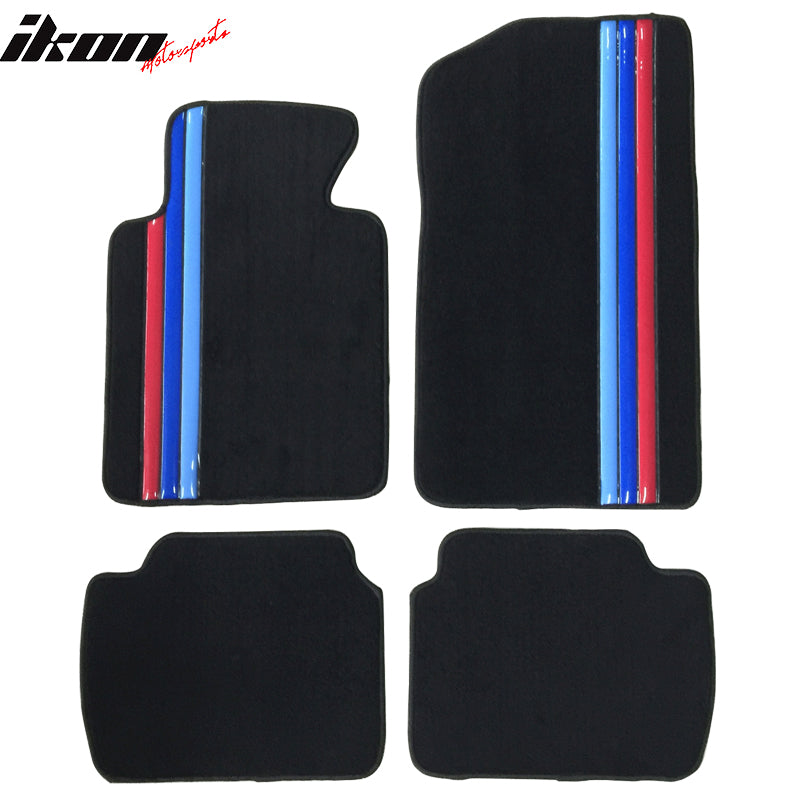 99-06 E46 M3 Floor Mats Black M Color Stripe Carpet Front Rear Nylon FOR: (BMW)