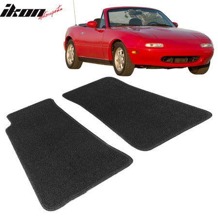 Floor Mat Compatible With 1990-1997 Mazda Miata MX5 2Dr, Factory Fitment Car Floor Mats Front & Rear Nylon by IKON MOTORSPORTS, 1991 1992 1993 1994 1995 1996
