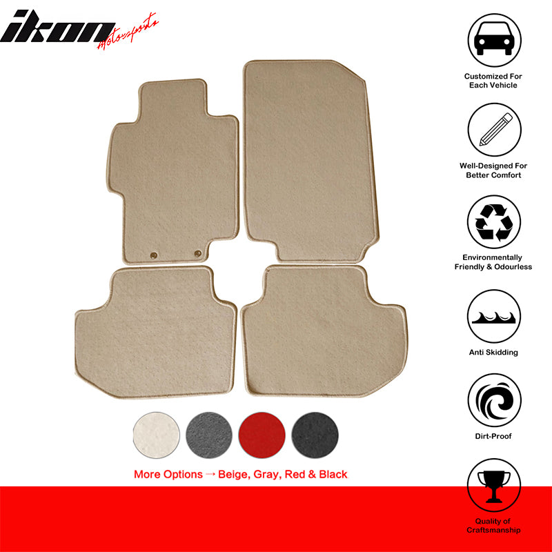 Car Floor Mat for 2003-2007 Honda Accord Beige Carpet 4PC Nylon