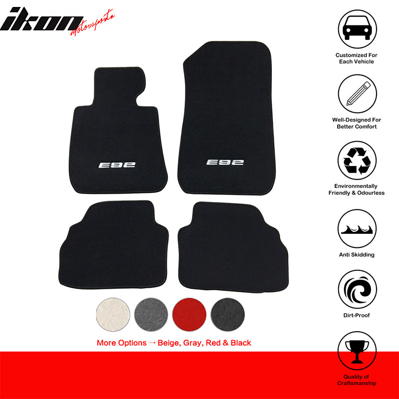 Car Floor Mat for 2007-2013 BMW E92 3 Series Black Carpet 4PC Nylon