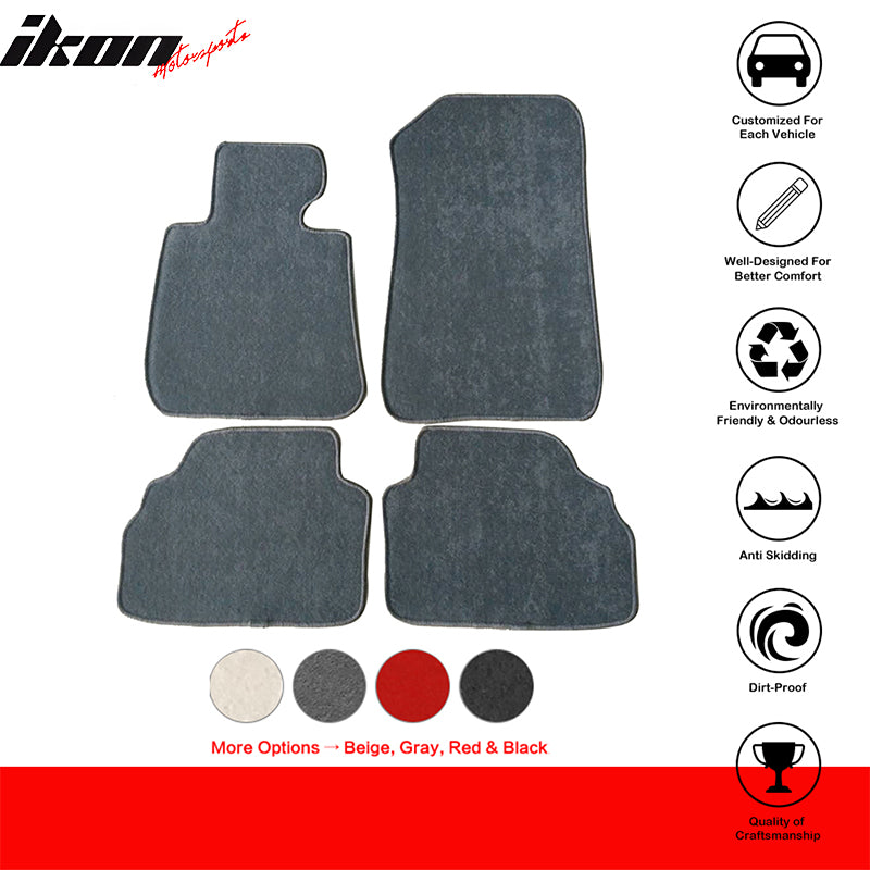 Car Floor Mat for 2007-2013 BMW E92 3 Series Gray Carpet 4PC Nylon