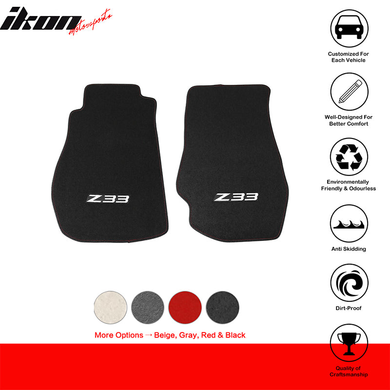 Car Floor Mat for 2003-2009 Nissan 350Z Black Z33 Logo 2PC Nylon