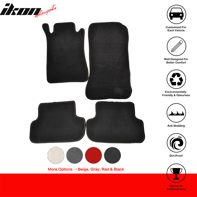 Car Floor Mat for 2003-09 Mercedes-Benz W209 CLK Class Black 4PC Nylon