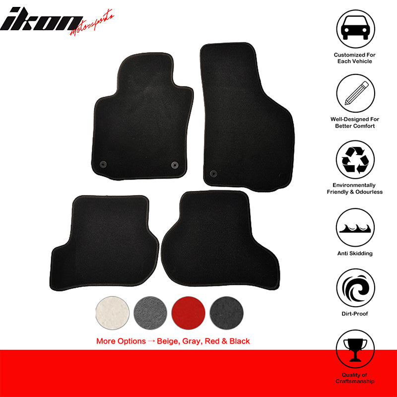 Car Floor Mat for 2006-2009 Volkswagen Golf Rabbit GTI Black 4PC Nylon