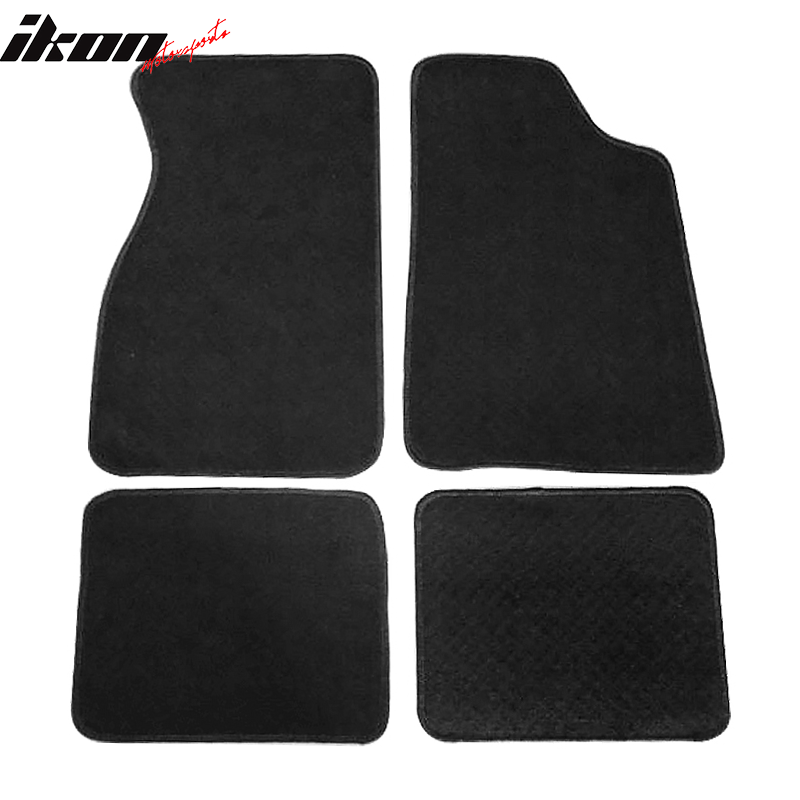 Floor Mats Compatible With 1979-1993 Ford Mustang, Nylon Black Front Rear Carpet by IKON MOTORSPORTS, 1980 1981 1982 1983 1984 1985 1986 1987 1988 1989 1990 1991 1992