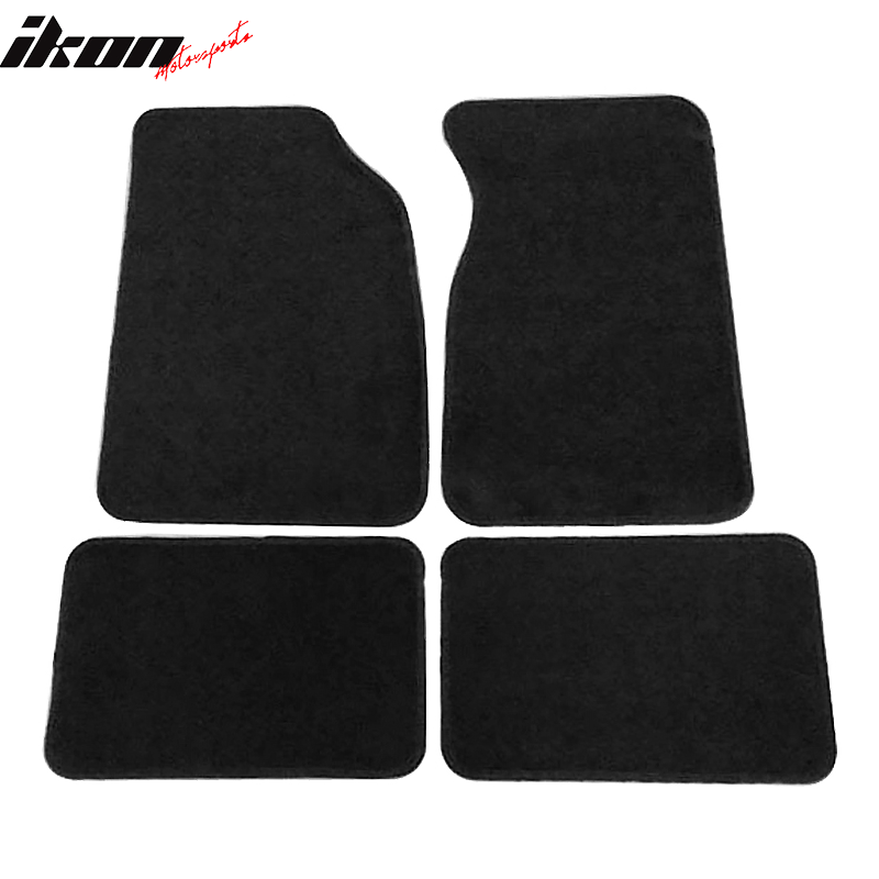 Floor Mats Compatible With 1999-2004 Ford Mustang, Nylon Black Front Rear Carpet by IKON MOTORSPORTS, 2000 2001 2002 2003