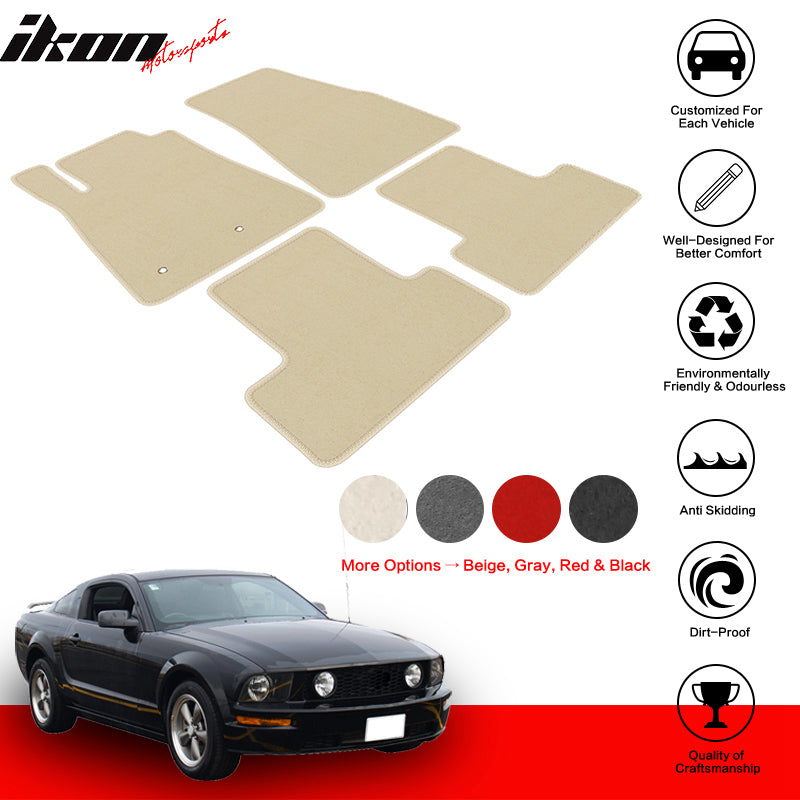 Floor Mats Compatible With 2005-2009 FORD MUSTANG, Nylon Front Rear Carpet by IKON MOTORSPORTS, 2006 2007 2008