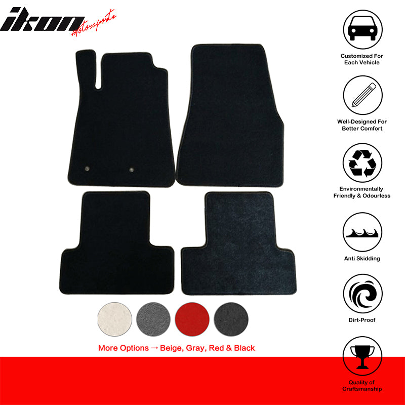 Floor Mats Compatible With 2005-2009 FORD MUSTANG, Nylon Front Rear Carpet by IKON MOTORSPORTS, 2006 2007 2008