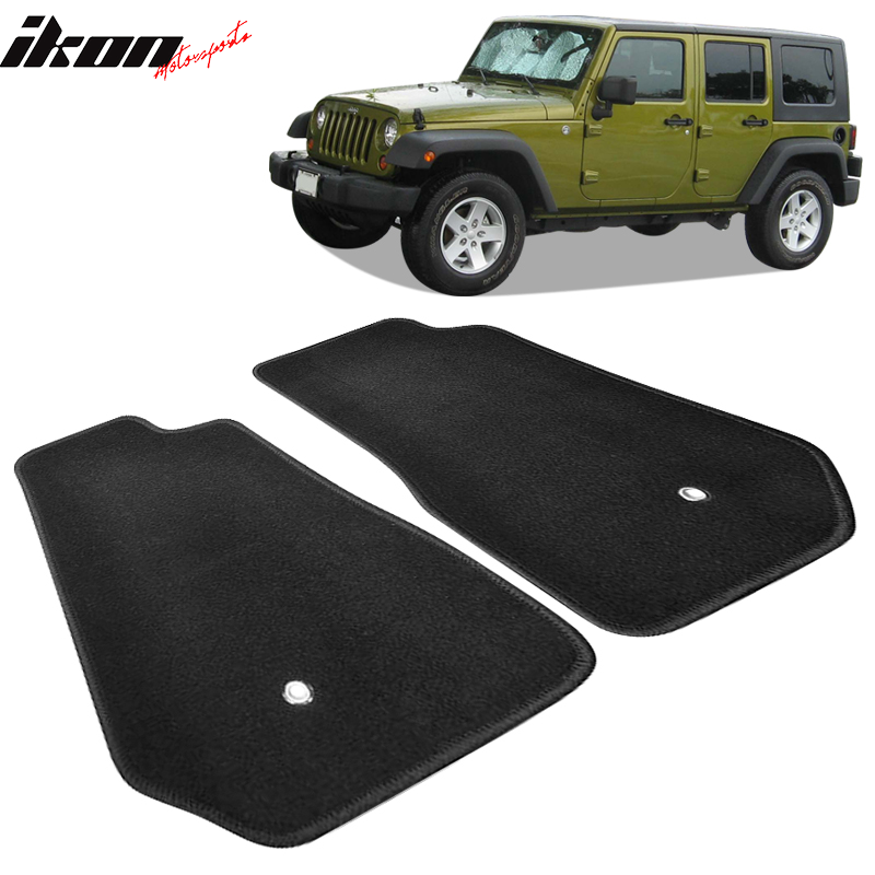 Car Floor Mat for 2007-2012 Jeep Wrangler OE Fitment Black 2PCS Nylon