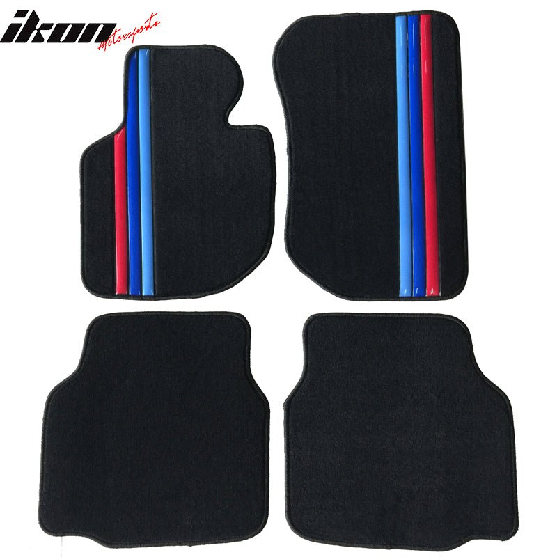 92-98 E36 3-Series 4D Front Rear Floor Mat M Color Stripe FOR: (BMW)