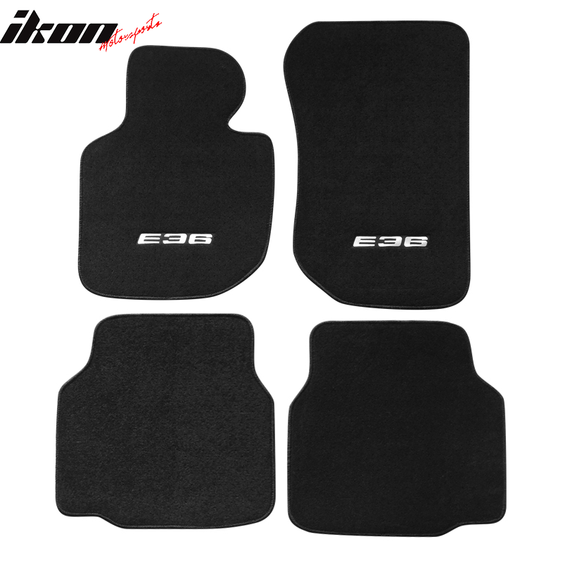 92-98 E36 Logo 3-Series Floor Mats Carpet Front Rear Nylon FOR: (BMW)