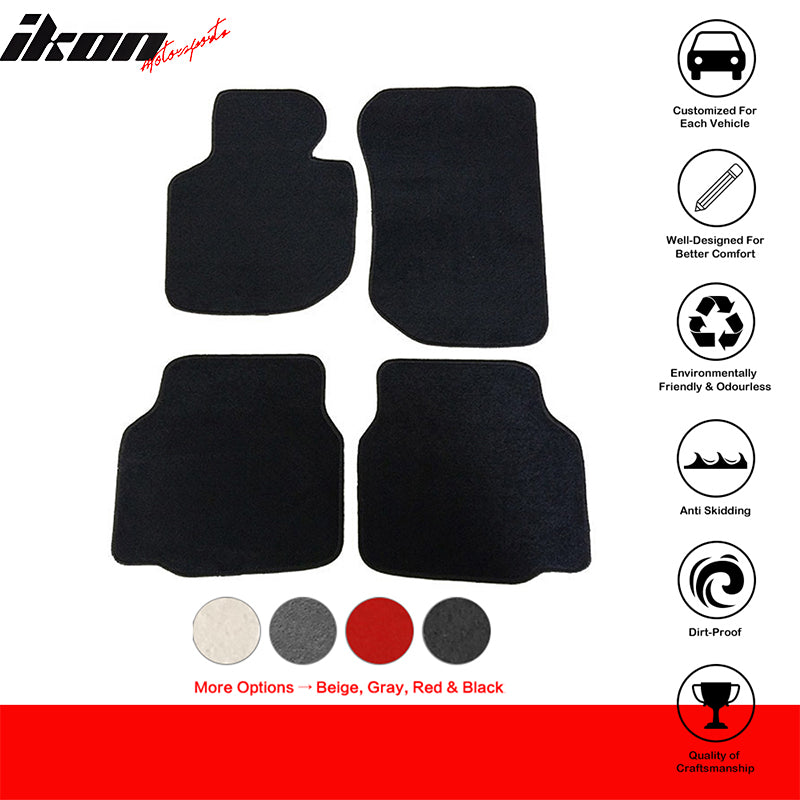 Car Floor Mat for 1992-1998 BMW E36 3 Series Black Carpet 4PC Nylon