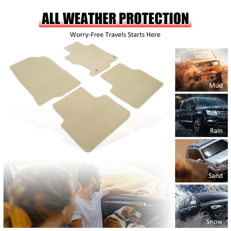 Fits 08-12 Honda Accord Floor Mats Carpet Front & Rear Beige 4PC - Nylon