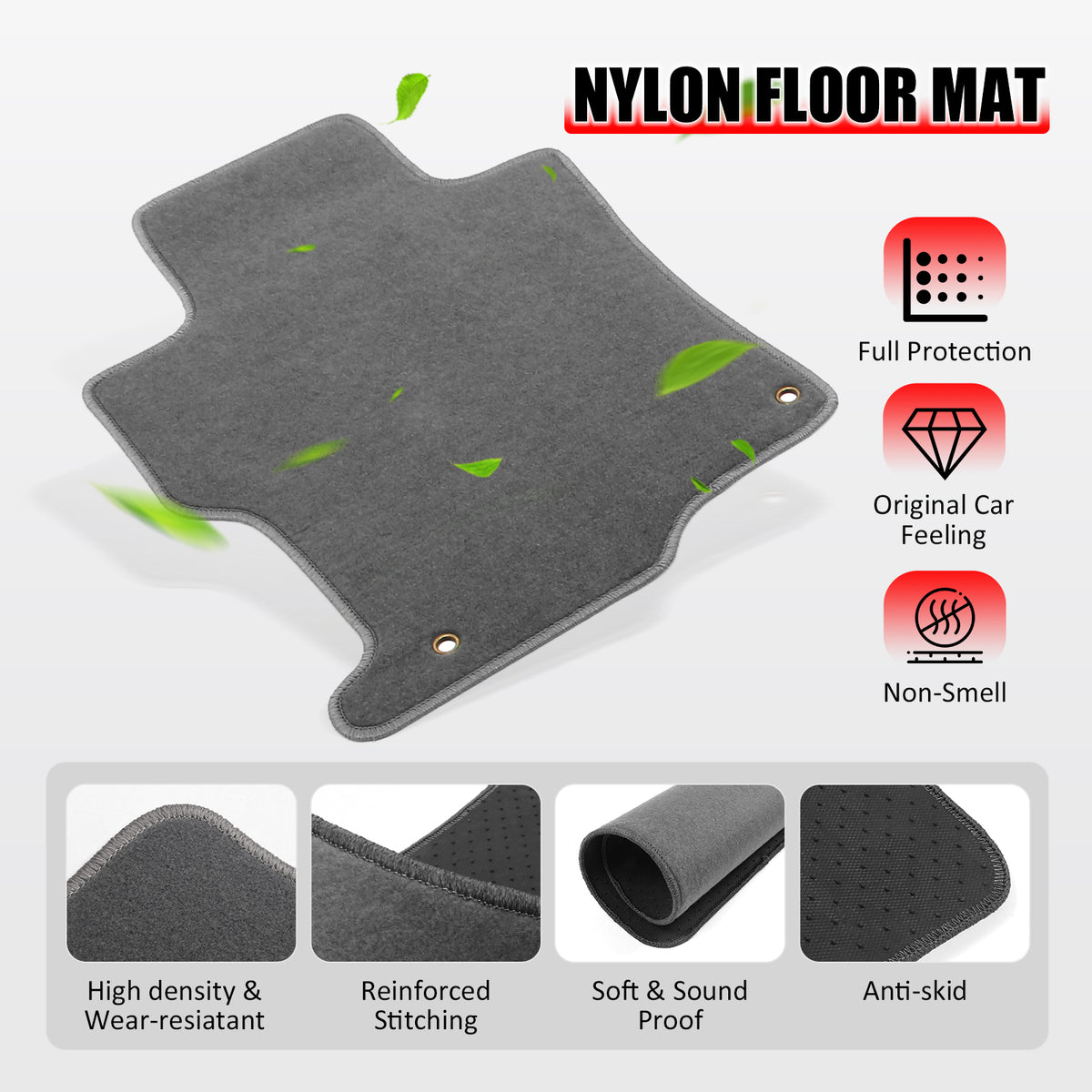 Fits 08-12 Honda Accord Floor Mats Carpet Front & Rear Gray 4PC - Nylon