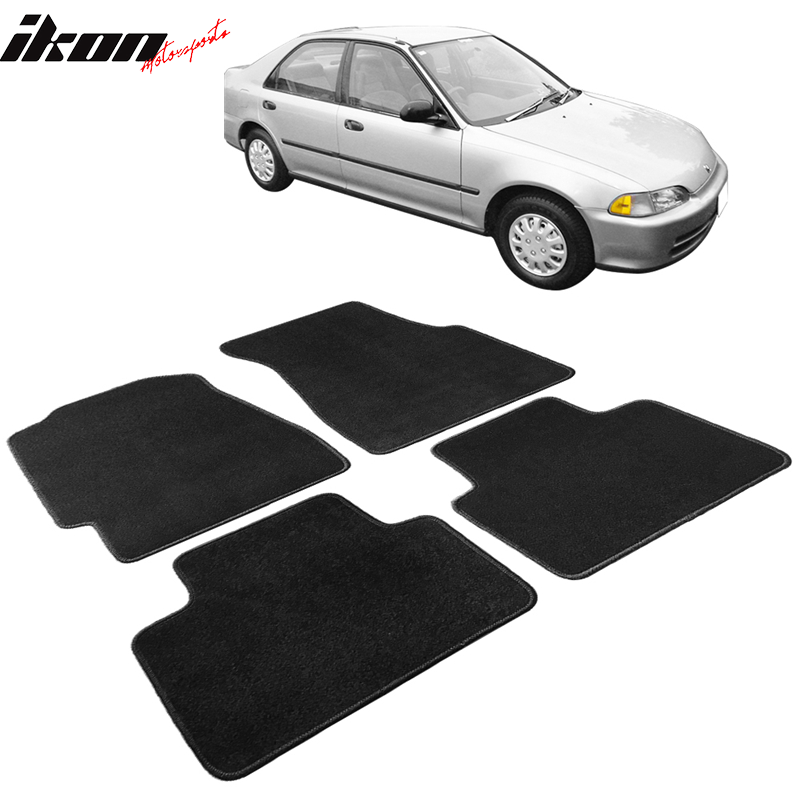 Car Floor Mat for 1992-1995 Honda Civic Black Carpet 4PC Nylon
