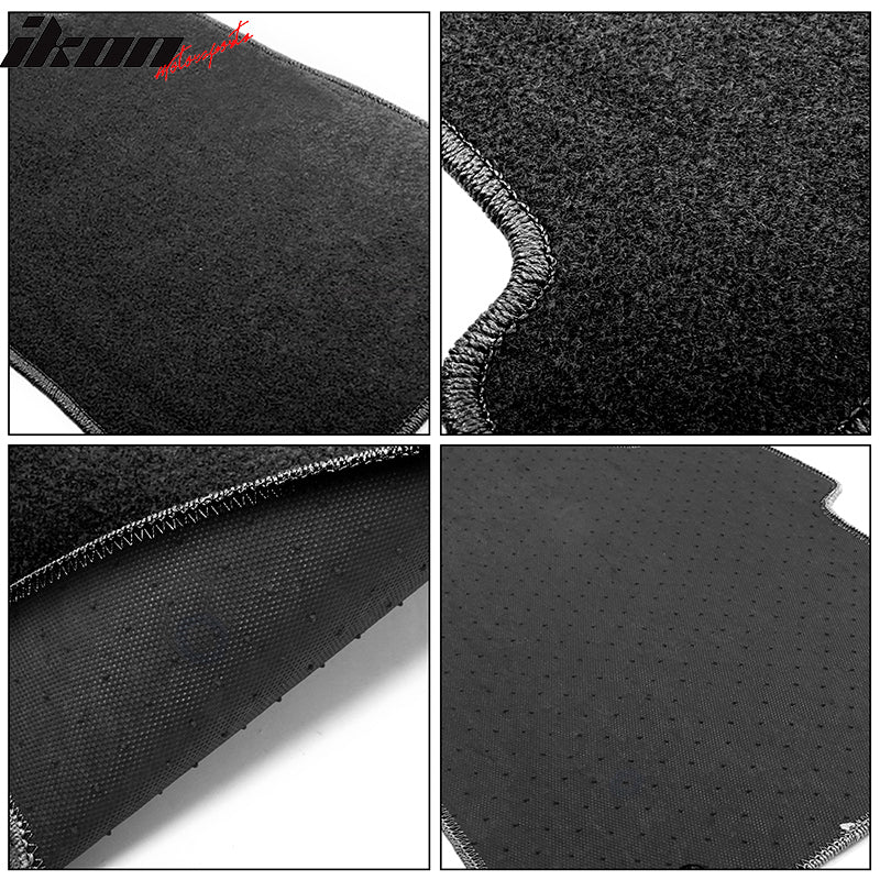 Fits 01-05 Honda Civic 4Dr 3PC Floor Mats W/EM2 Logo & Red Stitching Nylon Black