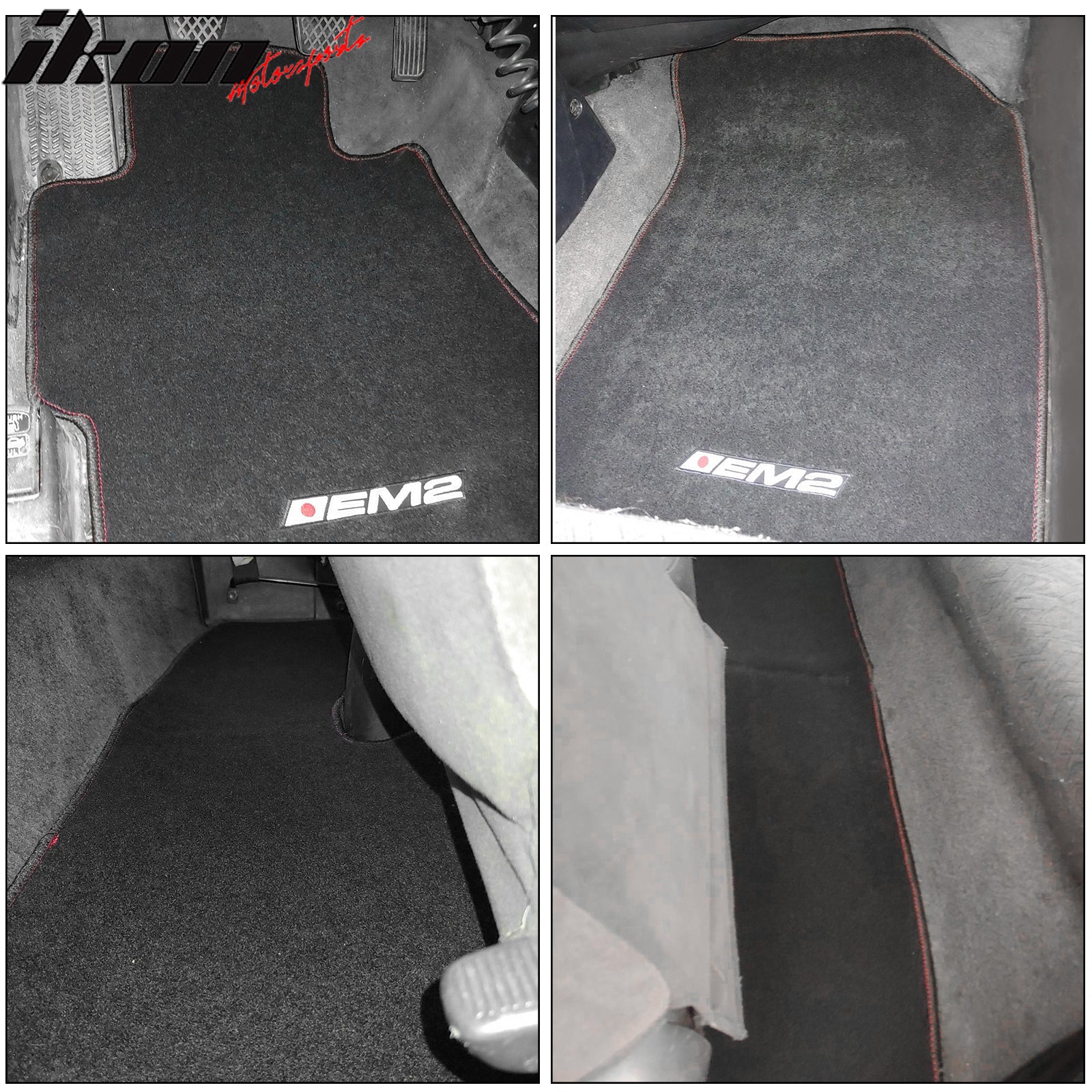Fits 01-05 Honda Civic 4Dr EM2 Logo OE Fitment Floor Mats Front Rear Nylon