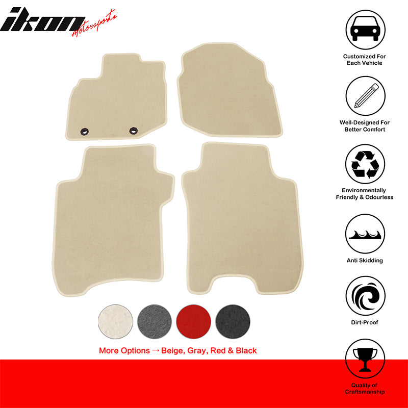 Floor Mats Compatible With 2006-2012 HONDA FIT, Nylon Front Rear Carpet by IKON MOTORSPORTS, 2007 2008 2009 2010 2011