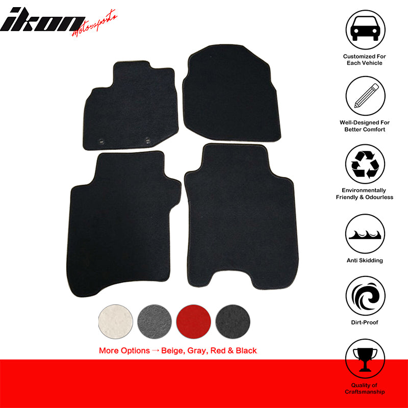 Floor Mats Compatible With 2006-2012 HONDA FIT, Nylon Front Rear Carpet by IKON MOTORSPORTS, 2007 2008 2009 2010 2011