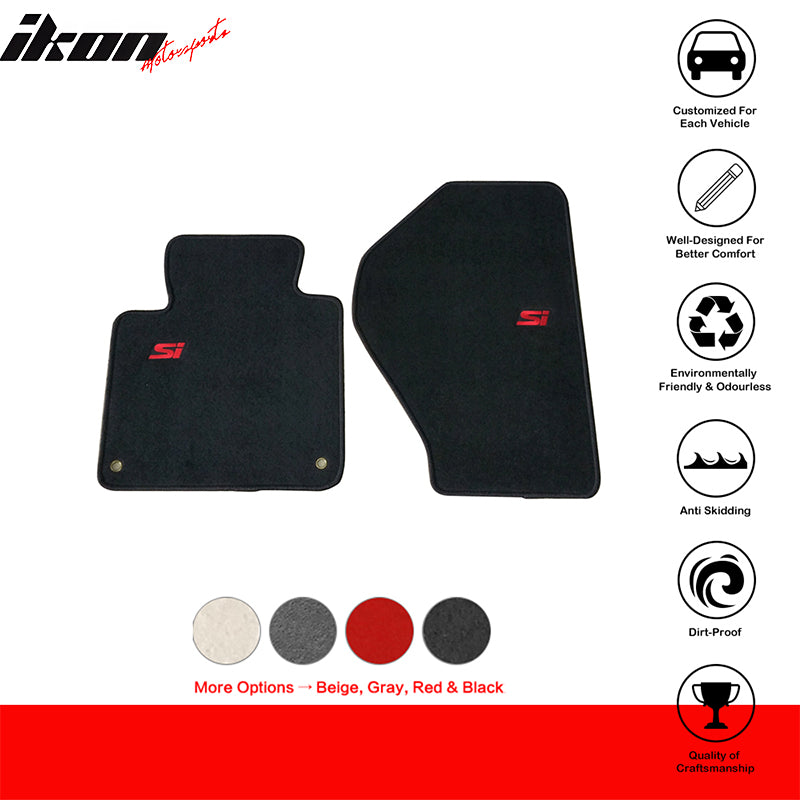 Car Floor Mat for 2000-2009 Honda S2000 Black Red Si Logo 2PC Nylon