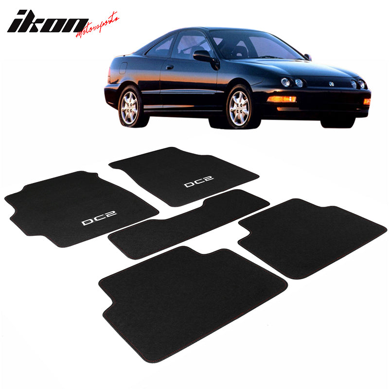 Car Floor Mat for 1994-2001 Acura Integra Black DC2 Logo 5PC Nylon
