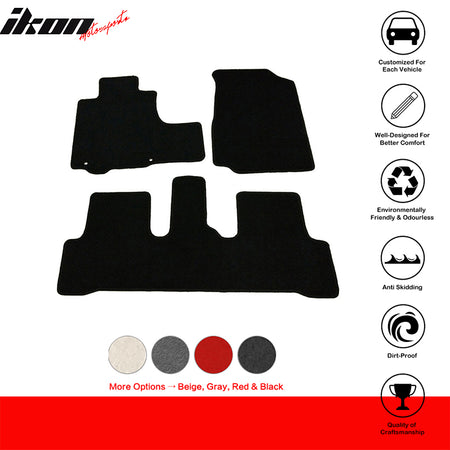 Floor Mat Compatible With 2007-2011 Honda CR-V 4Dr, Factory Fitment Car Floor Mats Front & Rear Nylon by IKON MOTORSPORTS, 2008 2009 2010