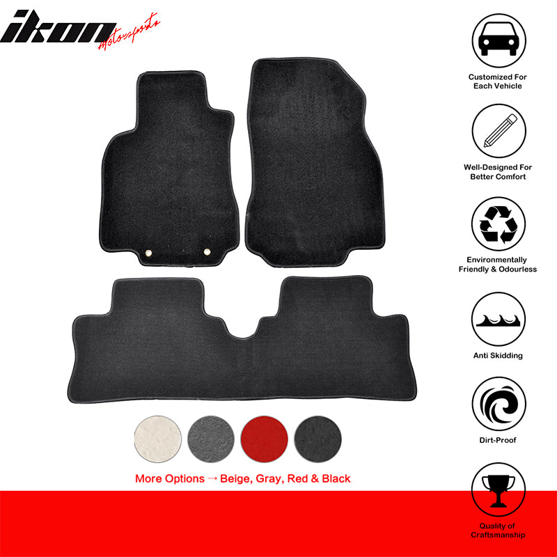 Car Floor Mat for 2009-2014 Nissan Cube Black Carpet 3PC Nylon